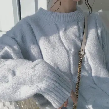 Japoneze pulover supradimensionat femei versatil moda casual pulover gros de iarna de cald pulover Tricotate Solide Femei