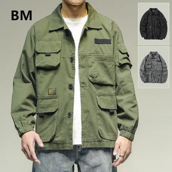 Japoneze Streetwear Armata Verde Plus Dimensiune Sacou de Munca Barbati Haine 5XL Harajuku Haină de Moda coreeană Militare Casual, haine de Lucru