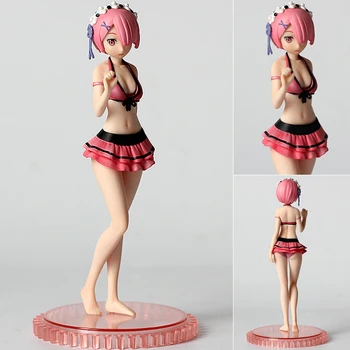Japonia Anime figurina 14cm Re:Viața Într-O Lume Diferită De Zero Ram Rem costum de Baie Ver Fata Sexy din PVC de Colectie Model de Papusa