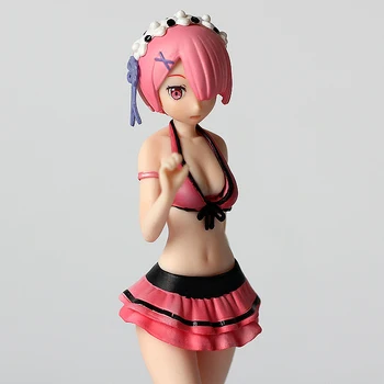 Japonia Anime figurina 14cm Re:Viața Într-O Lume Diferită De Zero Ram Rem costum de Baie Ver Fata Sexy din PVC de Colectie Model de Papusa