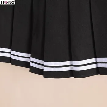 Japonia Moda Stil Preppy Fuste Negre Tiv Cu Alb Cu Dungi Femei Fete Școală Uniformă De Student Plisate Scurte Bottoms Pentru Tineri