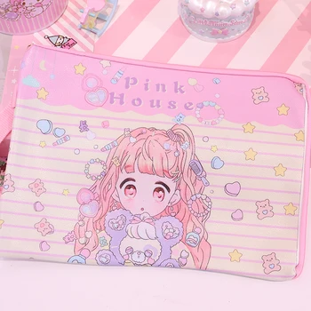 Japonia Sailor Moon Papetărie Drăguț Animal A4 Fișier Piele Pu Titularul Pungă Kawaii Ducoment Pungi de birou Material de Rechizite școlare