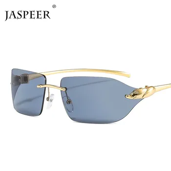 JASPEER Punk fără ramă Bărbați ochelari de Soare UV400 Conducere Sticlă Soare Femei Fara rama Retro Designer de Brand Leopard Nuante de Ochelari