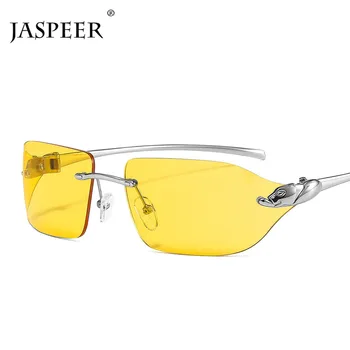 JASPEER Punk fără ramă Bărbați ochelari de Soare UV400 Conducere Sticlă Soare Femei Fara rama Retro Designer de Brand Leopard Nuante de Ochelari