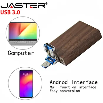 JASTER album foto din lemn USB 3.0 flash drive pendrive 4GB, 32GB, 64GB, 128GB U disc fotografie cadou 2 in 1 interfață gratuit LOGO-ul