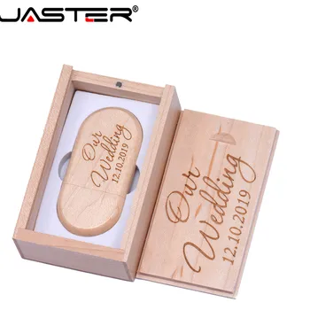 JASTER din Lemn USB Cu Cutie usb flash drive Gravura Laser pendrive 8GB 16GB 32GB Pentru Fotografie de Nunta (gratuit logo-ul personalizat)
