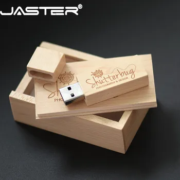 JASTER (gratuit logo-ul personalizat) Fotografie LOGO-ul Clientului de Lemn unitate flash USB 2.0+CUTIE pendrive 4GB, 16GB 32GB 64GB cadou de nunta