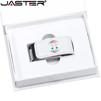 JASTER (peste 10BUC gratuit LOGO-ul) USB 2.0 alb din piele + cutie pendrive usb flash drive 4GB 8GB 16GB 32GB 64GB de stocare extern