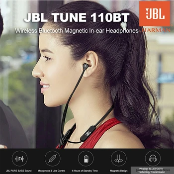 JBL T110BT Cască fără Fir Bluetooth Sport Funcționare Sunet de Bas Magnetic setul cu Cască 3 butoane Telecomanda Cu Microfon Pentru Smartphone-uri Muzica