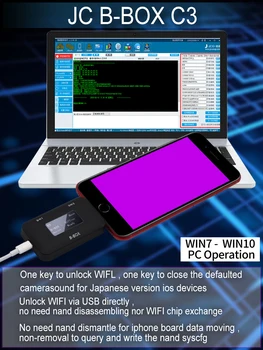 JC B-BOX C3 DFU Cutie Fereastră DCSD Cablu pentru IPhone & IPad Modifica NAND Syscfg Datele Citite Scrie Introduceți Violet Ecran pentru IOS A7-A11