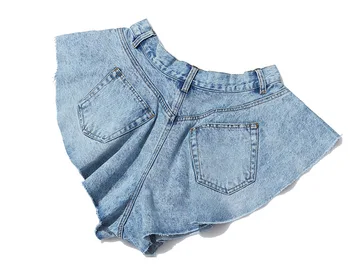 Jean Pantaloni Scurți Pentru Femei Denim De Vară 2021 Talie Mare Albastru Pantaloni Scurți Sexy Cu Fermoar Flare De Moda Fierbinte, Plajă, Îmbrăcăminte De Stradă Nou