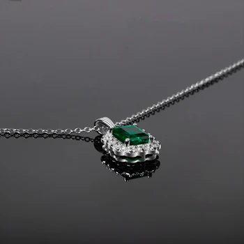 Jellystory 1.5 carate forma de dreptunghi smarald colier pandantiv argint 925 bijuterii pentru femei, nunta, logodna wholeslae