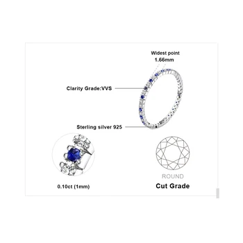 JewelryPalace Creat Spinel Albastru Inel Argint 925 Inele pentru Femei Inele de Nunta Eternitate Trupa Argint 925 Bijuterii Fine