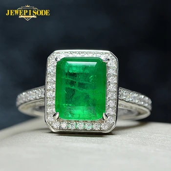 Jewepisode Calitate de Top 8X10MM Verde Smarald Inele cu Diamante pentru Femei 925 de Bijuterii de Argint Aniversare Inel Cadouri