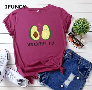 JFUNCY Bumbac , 9 Culori, Plus Dimensiunii Vară Femei T Shirt Avocado Imprimare Harajuku Femei tricou Supradimensionat Tricou Femeie Topuri