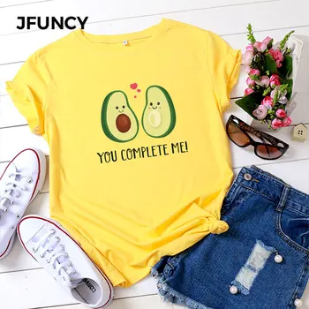 JFUNCY Bumbac , 9 Culori, Plus Dimensiunii Vară Femei T Shirt Avocado Imprimare Harajuku Femei tricou Supradimensionat Tricou Femeie Topuri