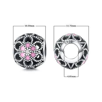 Jiayiqi Argint 925 Farmece Apple Floare Margele Rotunde se Potrivesc Brățară DIY la Modă Pentru a Face Bijuterii Femei Cadou de Ziua de nastere