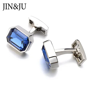 JIN&JU Formale Albastru de Cristal Butoni Pentru Barbati de Culoare de Argint de Lux de Calitate Petrecere butonul Moda Bijuterii Relojes Gemelos