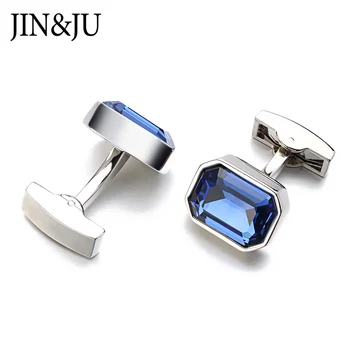 JIN&JU Formale Albastru de Cristal Butoni Pentru Barbati de Culoare de Argint de Lux de Calitate Petrecere butonul Moda Bijuterii Relojes Gemelos