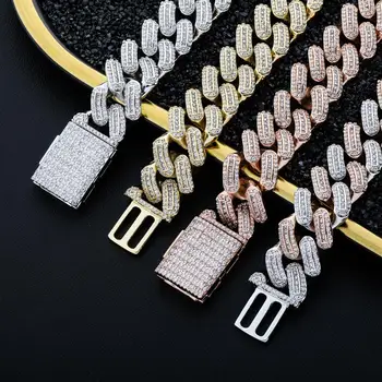 JINAO Nou Stil Pătrat de Gheață Afară CZ Piatra 18mm Colier Bijuterii Hip Hop Rock de Aur de Cupru Placat cu argint Pentru Om Femeile Cadou