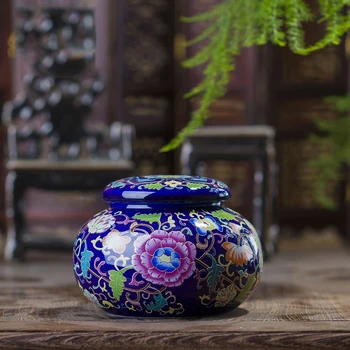Jingdezhen Albastru Email Ceramic de Ceai Mic Borcan de Călătorie Mini Ceai Caddy Rezervor de 50 de grame de ceai caddy mici cadouri