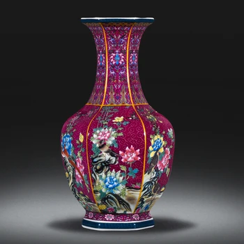 Jingdezhen ceramică email vaza de flori aranjament imitație antic Chinez Qianlong stil clasic retro home living