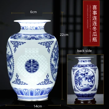 Jingdezhen Străpuns Vaza De Portelan De Decorare Camera De Zi Aranjament Floral Albastru Și Alb Rafinat Bone China Stil Chinezesc