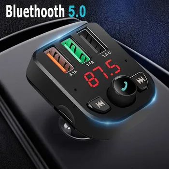 JINSERTA Bluetooth 5.0 Transmițător FM 3 Porturi USB 3.1 Un Încărcător FM Car Kit Modulator MP3 Player Handsfree TF USB Redare Muzică
