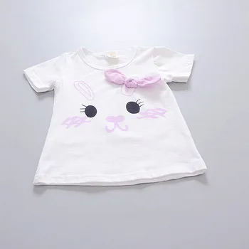 JIOROMY 2019 cele mai Noi Fete Baby Set Scurt Maneca tricou + Pantaloni 2 Buc Costume Arcul de Desene animate Iepure cu Maneci Scurte de Vara Haine Copii