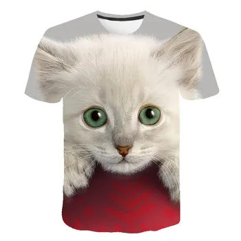 Joc de copii de Desene animate Tricou Maneca Scurta Cat 3D Rotund Gat Barbati Original Pisica de Moda de Top Casual Imprimat 3D T-shirt 2021 S-6XL