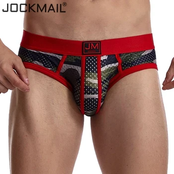 JOCKMAIL nou Brand de lenjerie pentru bărbați plasă de camuflaj lenjerie de corp pentru bărbați boxeri Respirabil talie joasa cureaua gay lenjerie sexy alunecare