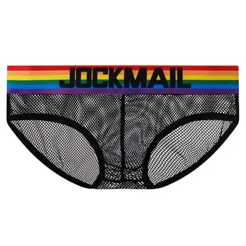 JOCKMAIL Sexy Bărbați Lenjerie de corp pentru Bărbați Boxeri de Bumbac Chiloți Scurți Gay Mens boxeri Cuecas Barbati Bikini Om Srting Plasă de perspectivă