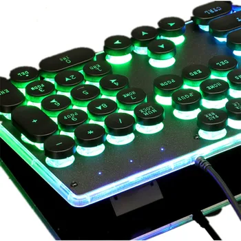 Jocul Tastatura cu Fir USB Keyboard 104 Taste LED-uri Emițătoare de Lumină Tastatură Retro Punk Tastatura Rotund Cheie Pentru PC Desktop Computer