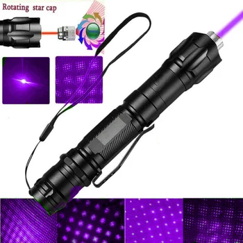 JSHFEI 200mW violet laser pointer laser compact lampa aspectul lazer pix cu steaua capac fascicul linie violet pointer pix