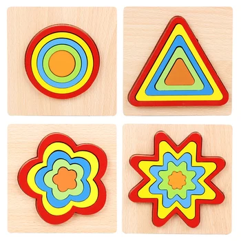 Jucarii din lemn Shape Cunoaștere Bord Copilul Montessori Geometrie Forma de Cunoaștere Bord pentru Copii Puzzle de Învățare Senzorială Jucărie