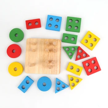 Jucarii Pentru Copii Din Lemn De Învățământ Geometrice Colorate Sortare Bord Montessori Pentru Copii Educative Jucarii De Constructii Puzzle Copil Cadou