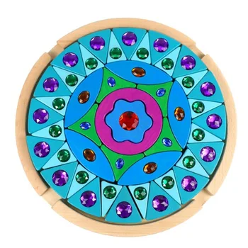 Jucarii Pentru Copii Mandala Jucarii Din Lemn Cu Sticla Diamant Pentru Copii Creative Curcubeu Blocuri Montessori Copii Jucărie De Învățământ