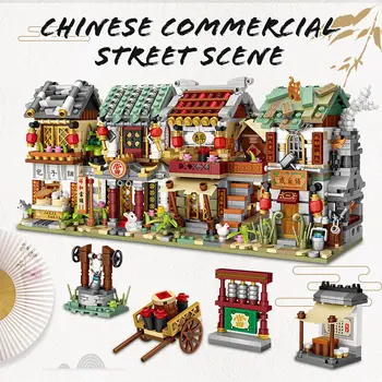 Jucarii pentru Copii Mini Street View China Stradă Bun Magazin de Cărămizi Lombard Bistro Atelier de Fierărie Blocuri Creatored Cadouri