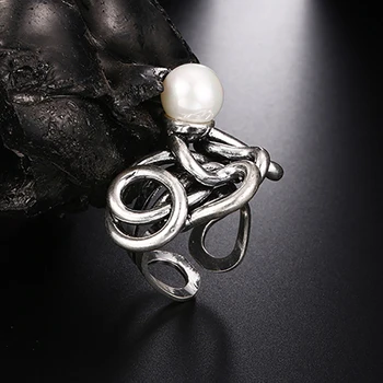 JUJIE Inele de Nunta Perla Inel Pentru femei poftă de mâncare geometrie reglabilă deget inel Bijuterii Femei Cadouri