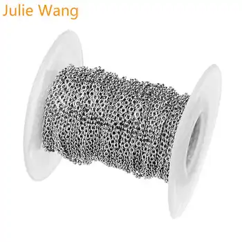 Julie Wang 10 Metri/Rola 1-3mm din Oțel Inoxidabil Cruce O Lanțului Femei Barbati Colier Lanț Brățară Bijuterii de Luare Găsirea Accesoriu