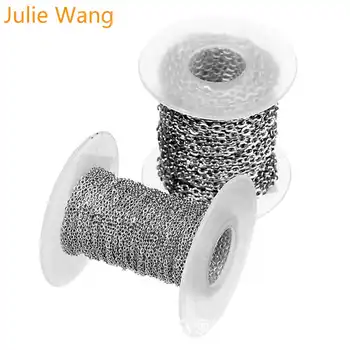 Julie Wang 10 Metri/Rola 1-3mm din Oțel Inoxidabil Cruce O Lanțului Femei Barbati Colier Lanț Brățară Bijuterii de Luare Găsirea Accesoriu