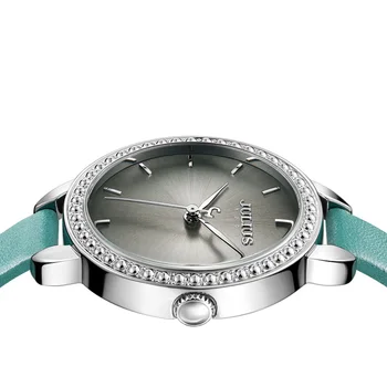 Julius femei Marca Crystal Cadran Mare Bratara ceasuri doamnelor Cuarț Ceas de mână de sex feminin ceas din piele Relogio Feminino Reloj Mujer