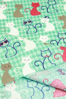 Jumătate de metru de țesătură din bumbac cu animale pisica de imprimare manual DIY îmbrăcăminte rochie copii tesut din bumbac CR-285