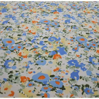 Jumătate De Metru Proaspete Albastru Abstract Floare De Imprimare Tesatura De Sifon Pentru Camasa Rochie De Cusut Material T1384