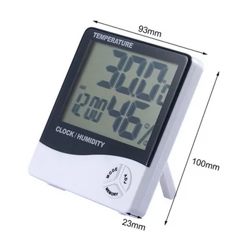 Junejour Termometru Higrometru Digital LCD Electronice în aer liber, Cameră de Interior, Temperatură și Umiditate Monitor Ceas Deșteptător