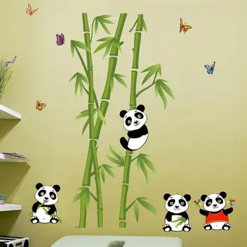 JY 26 2017 Vânzare Fierbinte Home Decor Mural Vinil Autocolant Perete Amovibil Drăguț Panda Mananca Bambus Pepinieră Cameră 421