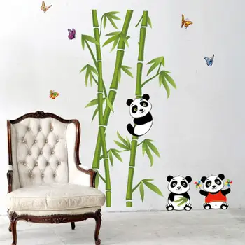 JY 26 2017 Vânzare Fierbinte Home Decor Mural Vinil Autocolant Perete Amovibil Drăguț Panda Mananca Bambus Pepinieră Cameră 421