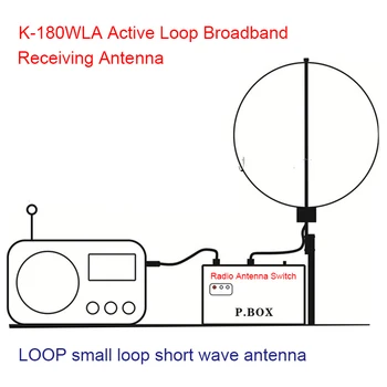 K-180WLA Active Buclă Mică de Undă Scurtă de Antenă de Bandă largă Antena de recepție 0.1 MHz-180MHz DST Antena Radio