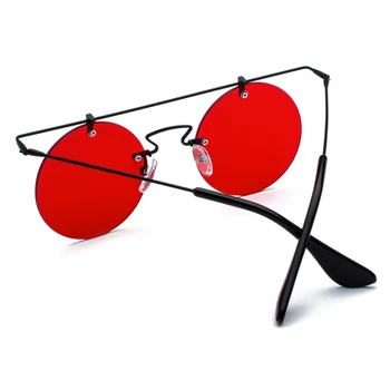 Kachawoo fără ramă de ochelari de soare pentru femei top plat de metal galben roșu obiectiv vintage rotund ochelari de soare barbati aur retro unisex