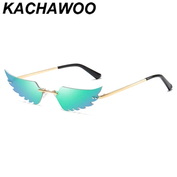 Kachawoo vintage ochelari fără ramă verde, aur roz, ochi de pisica ochelari de soare pentru femei aripi forma de metal doamnelor decor petrecere